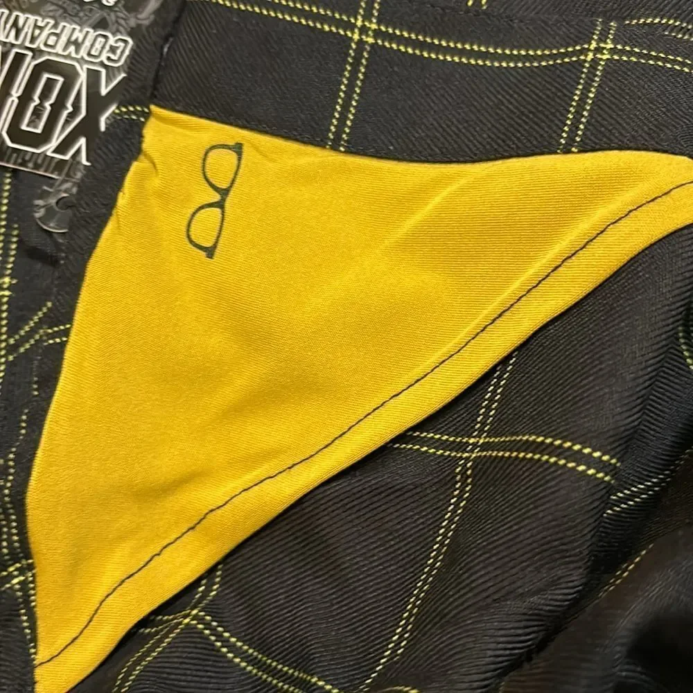 Dixxon women’s flannel stay gold black yellow pearl snap 2x new button up